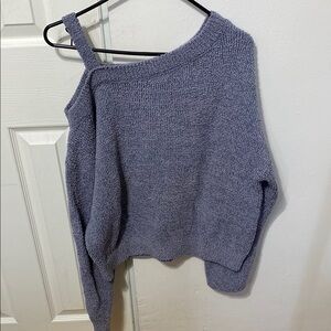 Cozy Blue Off-Shoulder Sweater